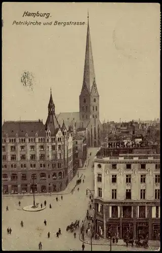 Ansichtskarte Hamburg Bergstrasse und Petrikirche 1909