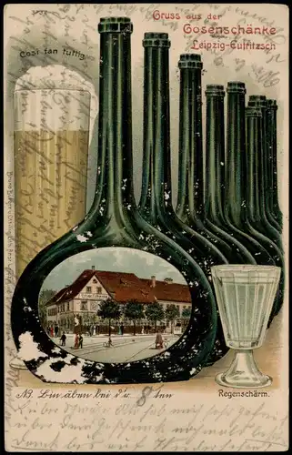 Ansichtskarte Eutritzsch-Leipzig Gosen Schänke, Flaschen-Litho 1904