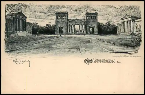 Ansichtskarte München Königsplatz - Künstlerkarte 1928
