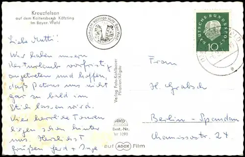 Bad Kötzting Kreuzfelsen auf dem Kaitersberg bei Kötzting 1961