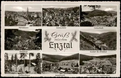 .Baden-Württemberg Schwarzwald (Mittelgebirge)  Enztal Mehrbild-AK 1957