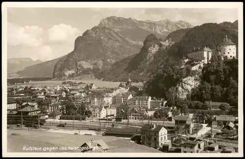 Ansichtskarte Kufstein Panorama-Ansicht gegen das Kaisergebirge 1950