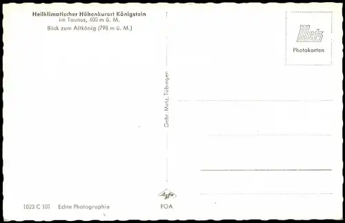 Königstein (Taunus) Panorama-Ansicht Taunus Blick und Altkönig 1960