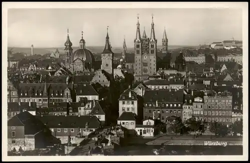 Ansichtskarte Würzburg Blick von der Festung Marienberg auf die Stadt 1940