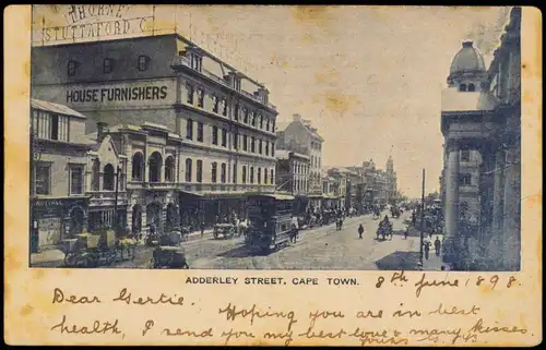 Postcard Kapstadt Kaapstad ADDERLEY STREET 1912  gel. ONE Penny