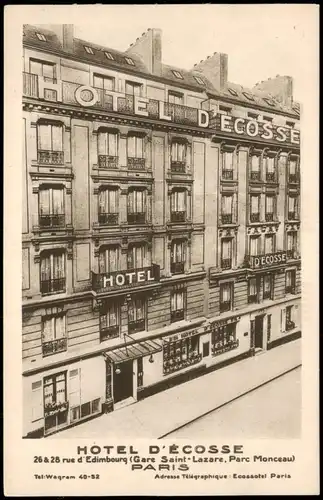 Paris HOTEL D'ÉCOSSE Rue d' Edimbourg (Gare Saint-Lazare, Parc Monceau) 1910