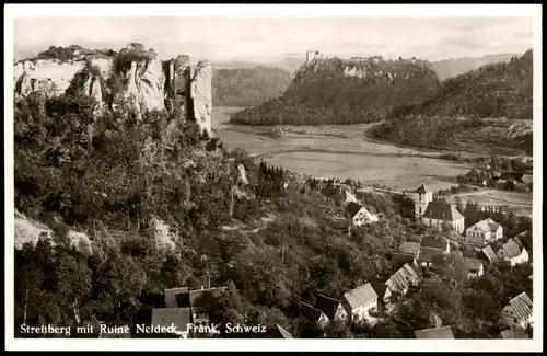 Streitberg-Wiesenttal Panorama mit Ruine Neideck i.d. Fränkischen Schweiz 1955