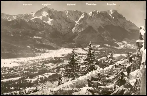 Ansichtskarte .Bayern St. Martin am Grasberg geg. Zugspitzgruppe 1959