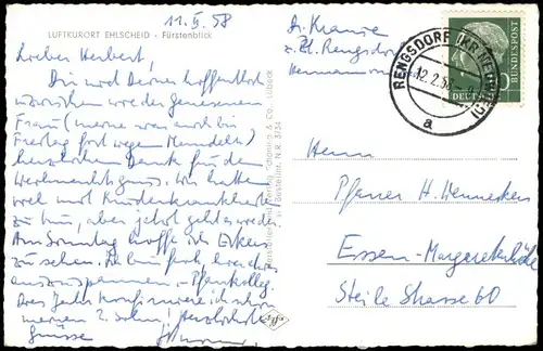 Ansichtskarte Ehlscheid Fürstenblick 1958