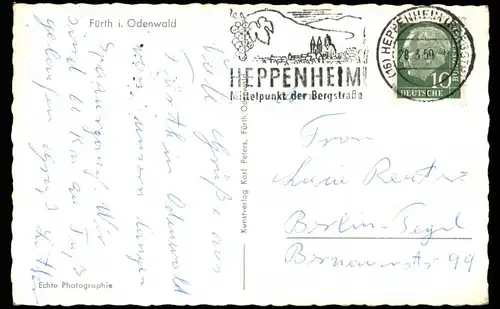 Ansichtskarte Fürth (Odenwald) Mehrbildkarte mit div. Ortsansichten 1959