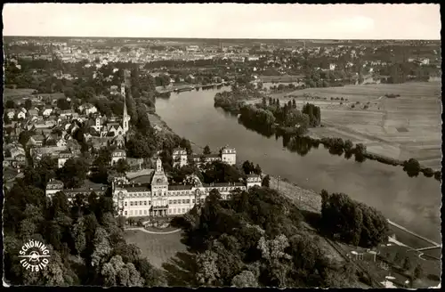 Ansichtskarte Hanau Schloss Philippsruhe vom Flugzeug aus, Luftbild 1956
