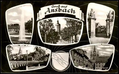 Ansichtskarte Ansbach Mehrbildkarte mit Stadtteilansichten 1960