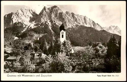Ansichtskarte Grainau Grainau mit Waxenstein und Zugspitze 1955