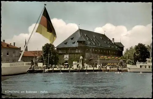 Ansichtskarte Konstanz Hafen mit Konziliumsgebäude 1960