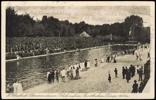 Ansichtskarte Mönchengladbach Schwimmstadion, Zuschauer Tribüne 1930