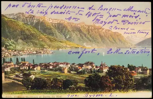 Ansichtskarte Montreux (Muchtern) Clarens et Dents du Midi 1909