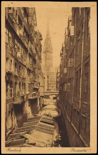 Ansichtskarte Hamburg Fleet, Kähne 1924 gel. Rollstempel