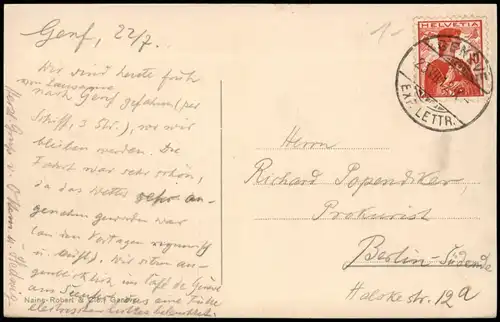 Ansichtskarte Genf Genève Ile Rousseau et Pont du Mont-Blanc Panorama 1912