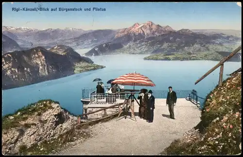 Stansstad Rigi- Känzell Blick auf Bürgenstock und Pilatus 1925