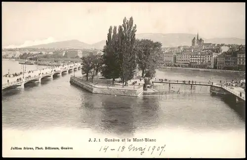 Ansichtskarte Genf Genève Stadt-Panorama und Mont-Blanc 1910