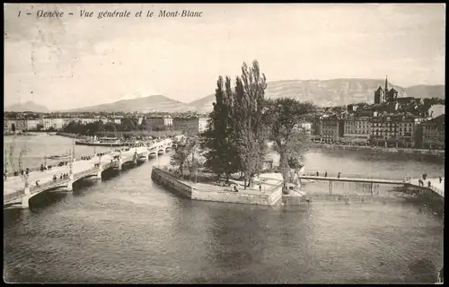 Genf Genève Panorama Ansicht, Vue générale et le Mont-Blanc 1910