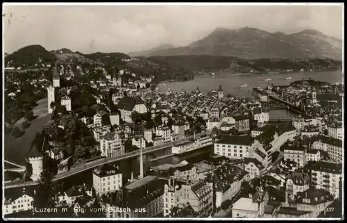 Ansichtskarte Luzern Lucerna Panorama-Ansicht mit Rigi vom Gütsch aus 1933