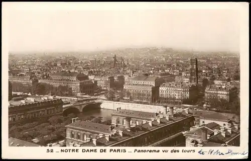CPA Paris NOTRE DAME Panorama vu des tours; Stadt-Ansicht 1930