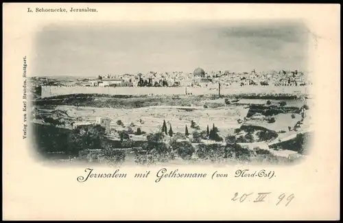 Jerusalem Jeruschalajim (רושלים) Gethsemane (von Nord-Ost). 1899
