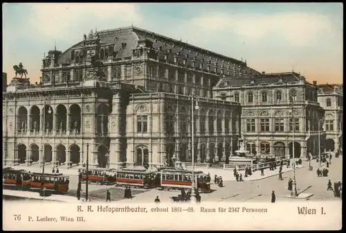 Ansichtskarte Wien Hoftheater - Straßenbahn 1911