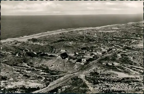 Insel Sylt Nordseeheim Klappholt vom Flugzeug, Luftaufnahme 1955/1961