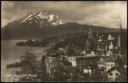 Ansichtskarte Weggis Panorama-Ansicht Blick Pilatus 1926