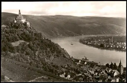 Ansichtskarte Braubach Marksburg, Rhein Panorama 1960