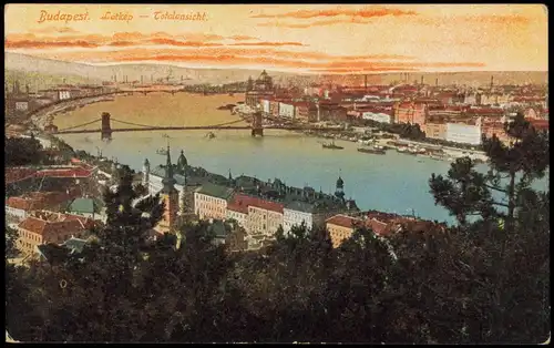 Postcard Budapest Látkép Totalansicht. 1913