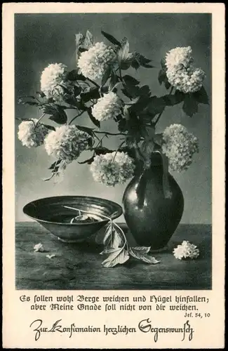 Ansichtskarte  Glückwunsch - Konfirmation, Blumen Segensspruch 1936