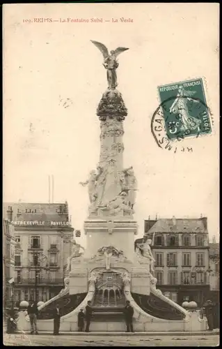 CPA Reims Reims Denkmal, La Fontaine Subé – La Vesle 1910