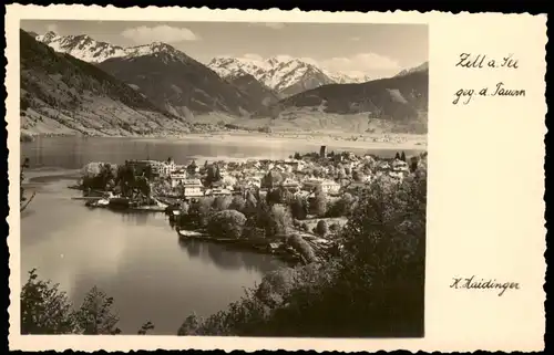 Ansichtskarte Zell am See Panorama-Ansicht gegen Tauern (Berge Alpen) 1934