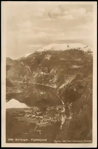 Postcard Geiranger Flydalsjuvet Panorama-Ansicht 1920