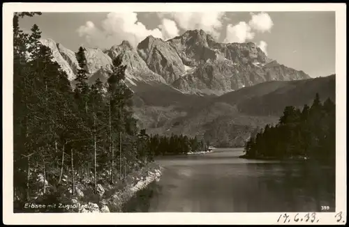 Ansichtskarte Garmisch-Partenkirchen Eibsee mit Blick zur Zugspitze 1940