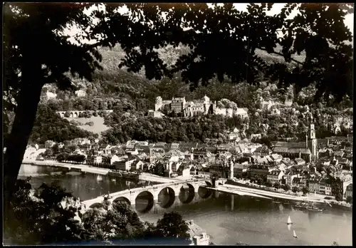 Ansichtskarte Heidelberg Aussichtspunkt am Neckar und Bergwald 1960