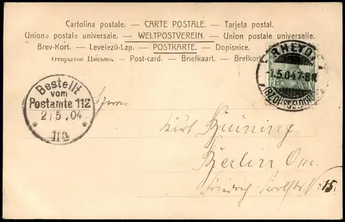 Kinder in herrschaftlicher Kleidung 1904   gelaufen mit Stempel RHEYDT