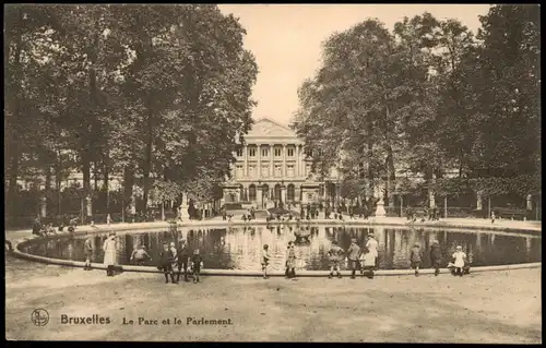 Postkaart Brüssel Bruxelles Park, Le Parc et le Parlement 1929/1910