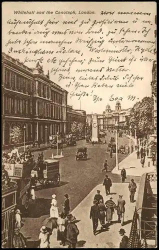 Postcard London Whitehall and the Cenotaph London 1929