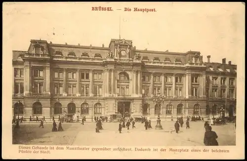Brüssel Bruxelles Hauptpost (La Poste) Postamt 1917   1. Weltkrieg   Feldpost