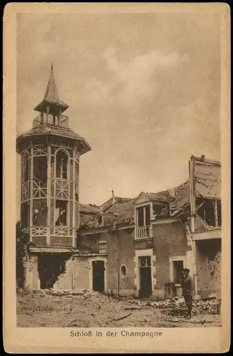 .Frankreich 1. Weltkrieg Zerstörtes Schloß Westfront Champagne 1918