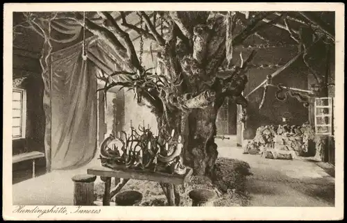 Ansichtskarte Linderhof-Ettal Kundingshütte, Innenansicht 1920