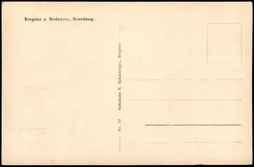 Ansichtskarte Bregenz Bodensee Brandung 1940