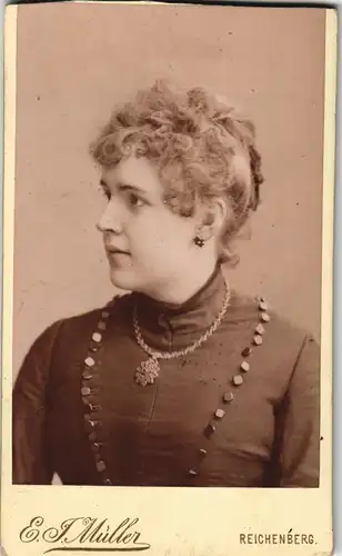 Reichenberg Liberec Frau Kabinettfoto CdV Atelier Müller 1900 CdV