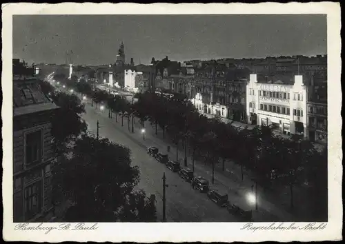 Ansichtskarte St. Pauli-Hamburg Reeperbahn bei Nacht 1938