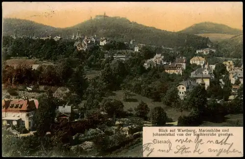 Eisenach Blick Wartburg, Marienhöhe und Johannisthal   gesehen 1912/1904