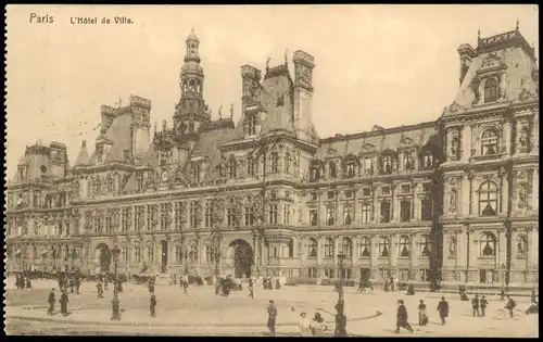 CPA Paris Rathaus Hôtel de Ville 1916   1. Weltkrieg als dt. Feldpost gelaufen